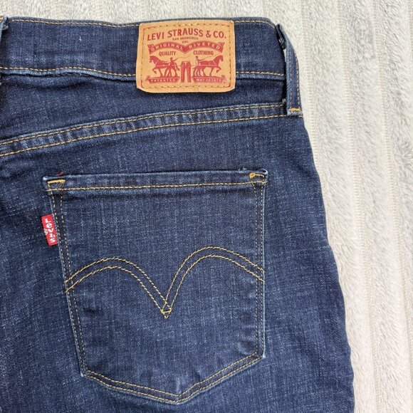 Levi Strauss Jeans Womens 8S Classic Straight Blue Dark Wash Stretch Denim 30x26 - Picture 8 of 11